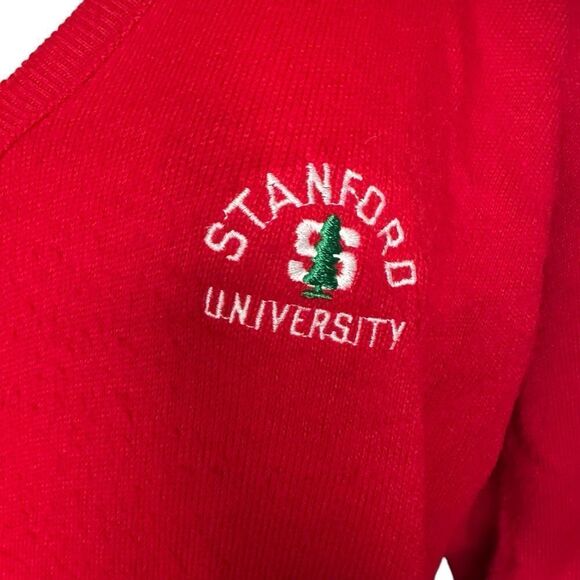 Vintage Collegiate Casuals Stanford University red knit v neck Sweater Sz medium - Picture 3 of 9